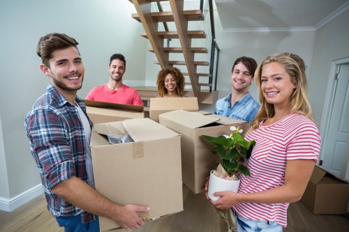 Removal team preparing items safely before a move