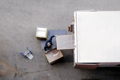 Packed boxes and furniture ready for a local move in Belsize Park