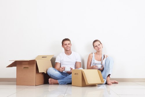 Prepared moving boxes and furniture for a local relocation in Belsize Park