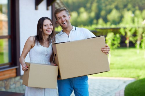 Packed boxes and household items ready for transport